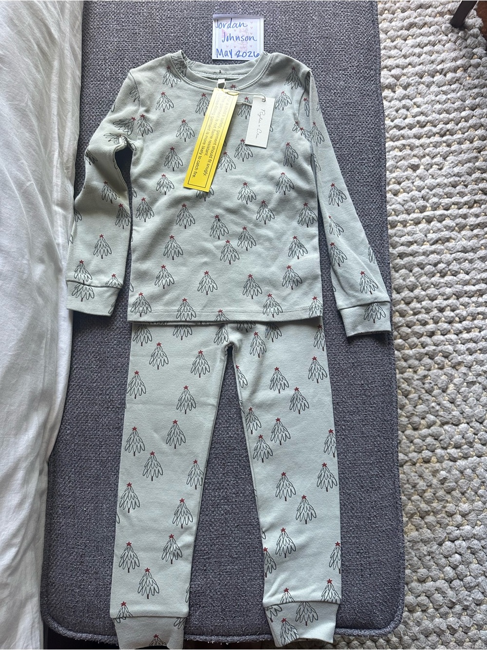 NWT Rylee + Cru Sage Green Holiday Tree Kids Pajama Set